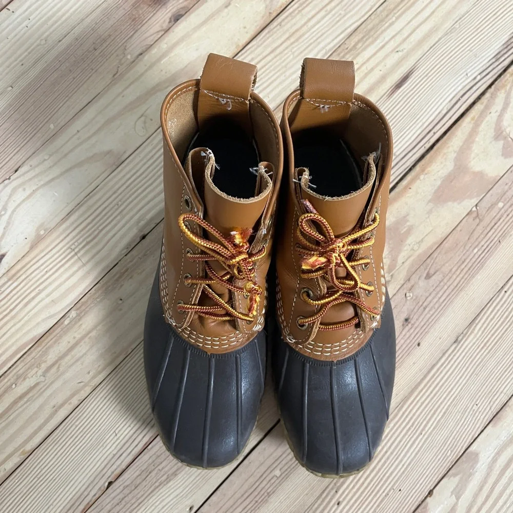 LL Bean 6 Inch Bean Boots Mens 7M Tan Brown Waterproof Duck Boots Made in USA